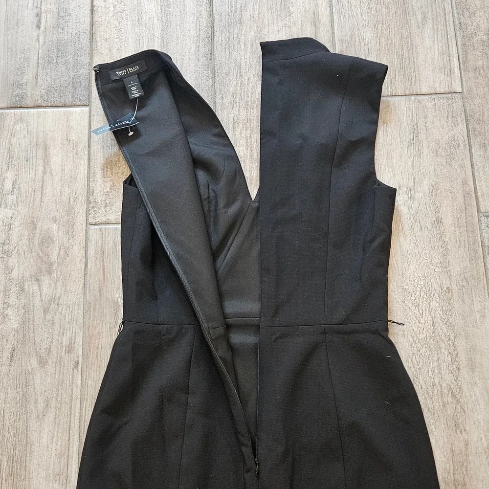 White House Black Market Sheath Dress Size 4 Black NEW V-Neck Sleeveless Stretch